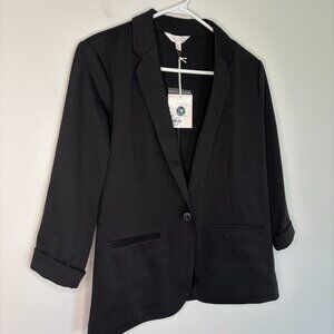 LAUREN CONRAD NEW Fitted Blazer Womens M Black Notch Collar Stretch